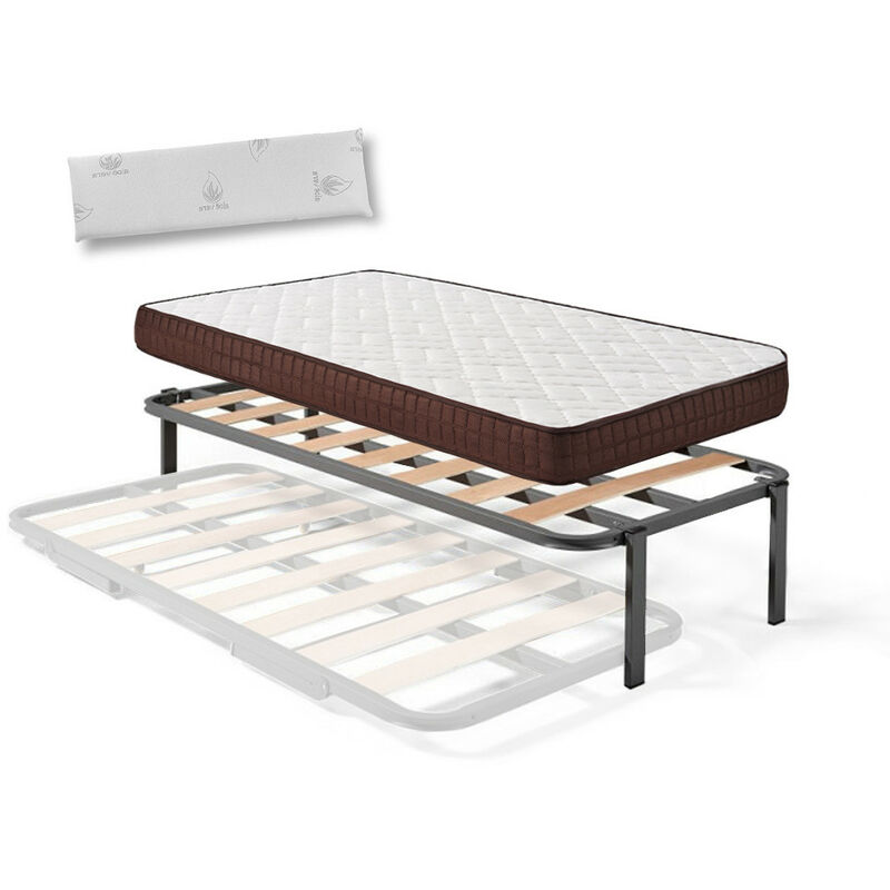 

Somier Superior de Cama Nido con 4 Patas + Colchon Viscobrown Doble Capa Viscosoft, Altura 15 cm + Almohada Viscoelastica, 105x200 cm