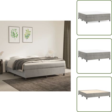 Somier - vidaXL Estructura de cama con somier terciopelo gris claro 180x200 cm - Terciopelo