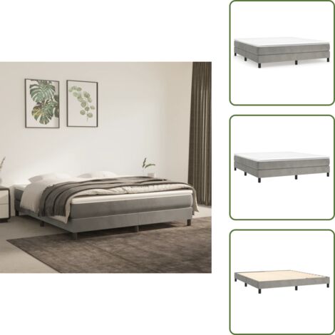 Somier - vidaXL Estructura de cama con somier terciopelo gris claro 180x200 cm - Terciopelo