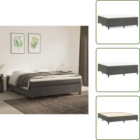 Somier - vidaXL Estructura de cama con somier terciopelo gris oscuro 180x200cm - Terciopelo