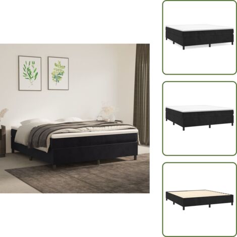 Somier - vidaXL Estructura de cama con somier terciopelo negro 160x200 cm - Cama de terciopelo