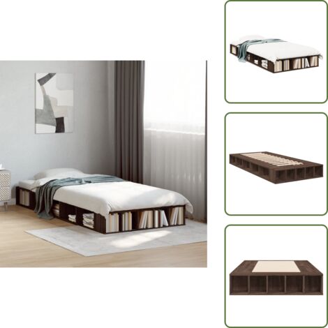 Somier - vidaXL Estructura de cama madera de ingeniería roble marrón 75x190 cm - Almacenamiento