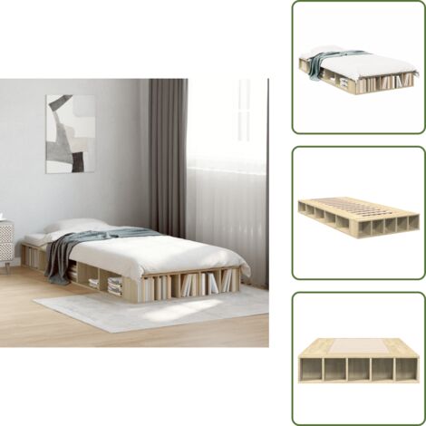Somier - vidaXL Estructura de cama madera de ingeniería roble Sonoma 100x200 cm - Cama de roble