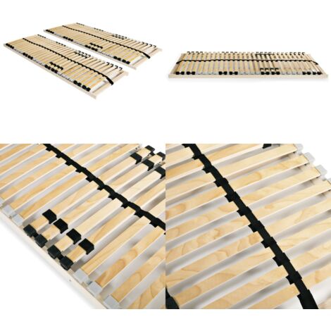 Somieres de láminas con 28 listones 7 zonas 2 uds 80x200 cm - Somier de madera - Somier de haya