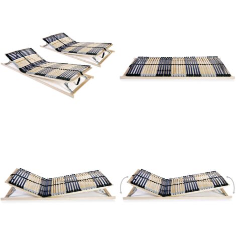 Somieres de láminas con 42 listones 7 zonas 2 uds 80x200 cm - Somier de madera - Somier ajustable