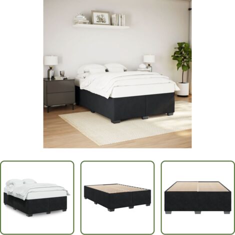 Sommeil confortable -  Cadre de lit sans matelas noir 160x200 cm velours