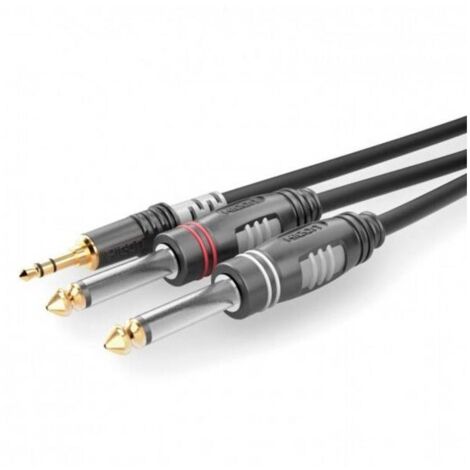 Sommer Cable HBA-3S62-0150 Jack Audio Cavo [1x Spina jack da 3.5 mm - 2x Spina jack da 6.3 mm (mono)] 1.50 m Nero