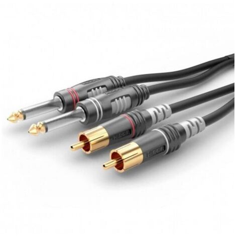 Sommer Cable HBA-62C2-0030 Jack / RCA Audio Cavo [2x Spina jack da 6.3 mm (mono) - 2x Spina RCA] 0.30 m Nero