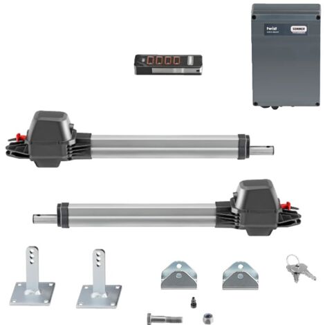 Sommer – Kit de motorisation pour portail 2 battants jusqu'à 2,5m – Moteur 24V c.c. – Charge max 300kg par vantail – Télécommande 4 canaux - S13695-00026