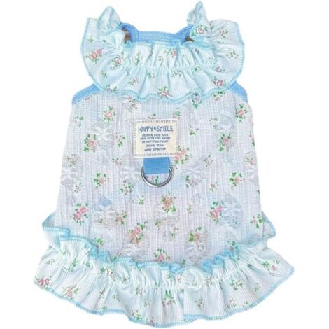 Sommerkleid mit zarten, durchbrochenen Strumpfbändern im Prinzessinnenstil, Kleidung für Hunde und Katzen, atmungsaktive und erfrischende Sandalen (himmelblau, Größe M, Referenz 5-8)