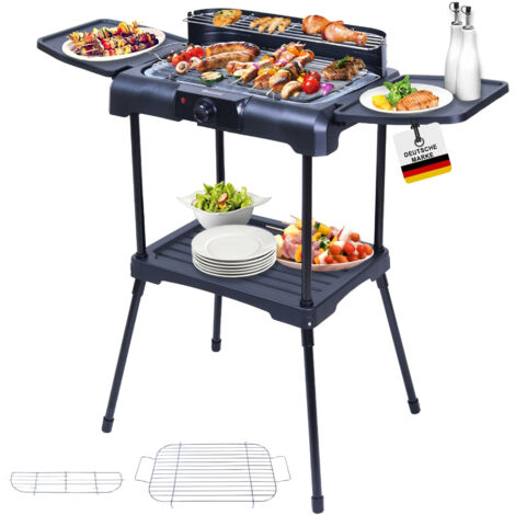 Sommertal BBQ231 Elektrogrill  Balkongrill  2200W  Camping Grill  2in1 Tischgrill mit Standfuß  Stufenloser Temperaturregler  Ablagefläche