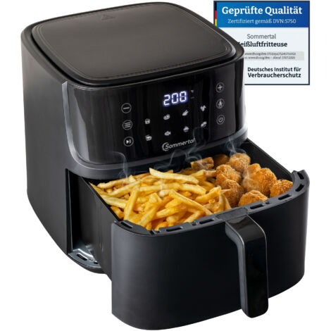 Sommertal Heißluftfritteuse HF760 - 7,6L XXL Airfryer - Touchscreen, 8 Programme, 2000 Watt, TÜV Rheinland GS geprüft