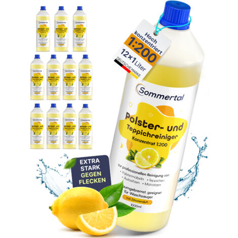 Sommertal Polster- und Teppichreiniger, 12 x 1L Profi Konzentrat, für über 40 Waschvorgänge, geeignet für Sofa, Polster, Auto Sitze, Teppich