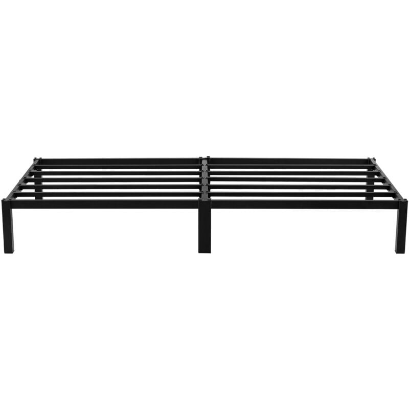 Eggree - Sommier 90 x 190 cm, Cadre de Lit en Bloc Metal pour 2 Personnes Adulte Lit avec Sommier - Noir