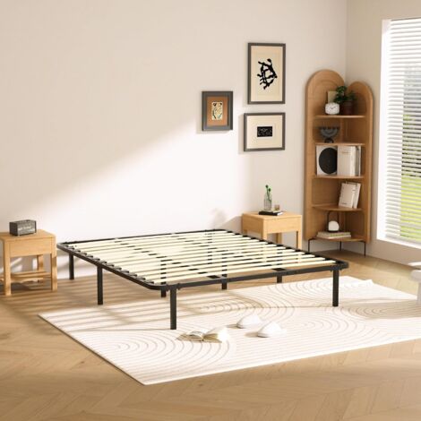 DEWINNER Sommier 140 x 190 cm, Hauteur 29 cm, avec 13 Lattes de Peuplier, 8 pieds, facile et rapide à assembler (140 x 190 cm)