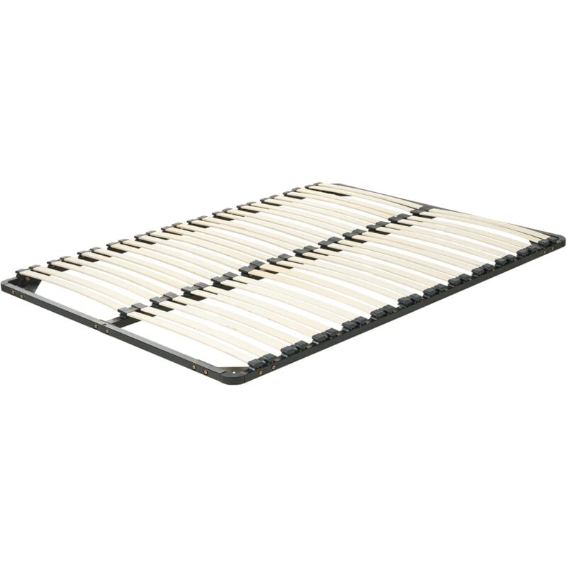Beliani - Sommier à Lattes en Acier pour Lit Double 140 x 200 cm avec 48 Lattes en Bois Combourg