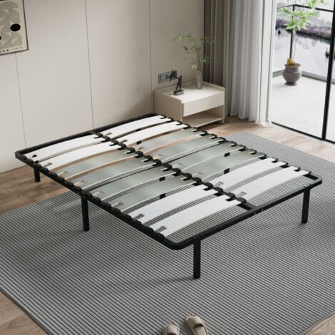 Dreamzie Cadre De Lit 140x200 Avec Sommier En Métal - Sommier 140x200 Avec Pieds - Hauteur De 45 Cm - Structure Solide, Assemblage Facile Et Grand Espace De Rangement 38cm
