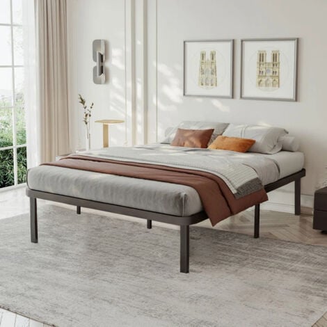 Sommier 140x190cm avec 7 Pieds - Sommiers à Lattes en Bois - Cadre de Lit - 2x14 Lattes