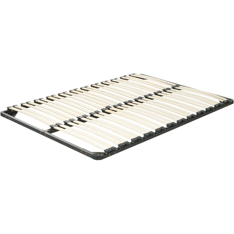 Beliani - Sommier à Lattes en Acier pour Lit Double 180 x 200 cm avec 48 Lattes en Bois Combourg