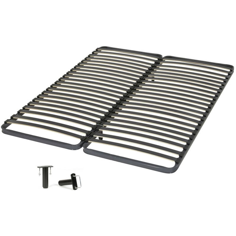 Ebac Literie - Sommier à lattes 2x80x200 Epsilon - 40 lattes bois - Fabrication française