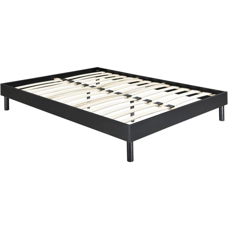 Vente-unique - Sommier à lattes 140 x 190 cm - Noir - muchigan de ysmée