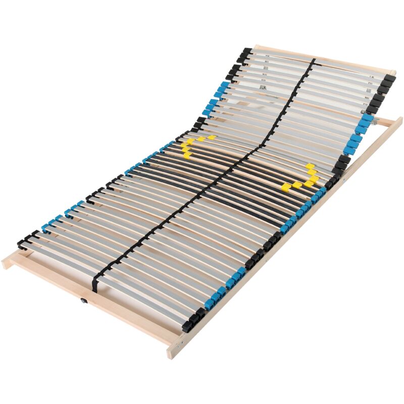 Sommier à lattes 100x200- 7 zones, Tête multi-réglable, 42 lattes, à monter soi-même, charge env. 150Kg