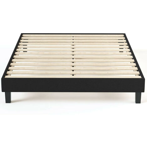 Sommier à lattes 90x190 tissu déco noir - Axel