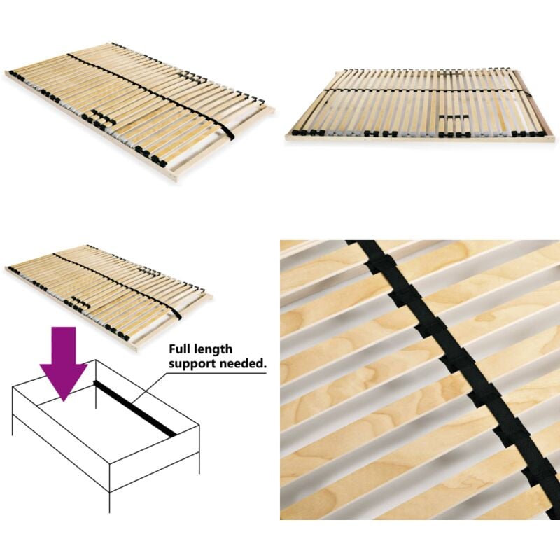 Sommier à lattes sans matelas avec 28 lattes 7 zones 140x200 cm - Sommier à Lattes - Sommier Bois - Lit Double - Cadre Lit - Support Matelas - Home &