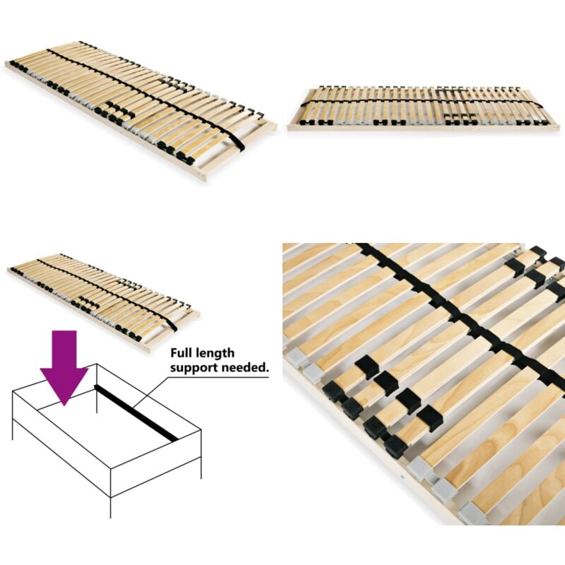 Sommier à lattes sans matelas avec 28 lattes 7 zones 70x200 cm - Sommier à Lattes - Sommier Bois - Cadre Lit - Lit Double - Lit 70x200 - Home & Living