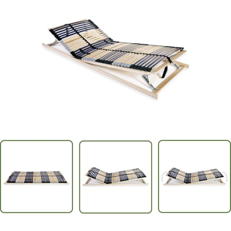 Triomphe - The Living Store Sommier à lattes sans matelas avec 42 lattes 7 zones 80x200 cm - Sommier à Lattes - Base De Lit - Cadre De Lit - Lit