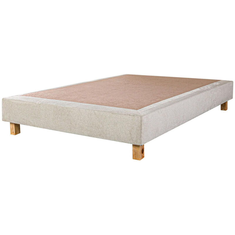 Visiodirect - Sommier à lattes avec pieds joly, tapissier en bois massif coloris beige - largeur 160 x longueur 200 cm