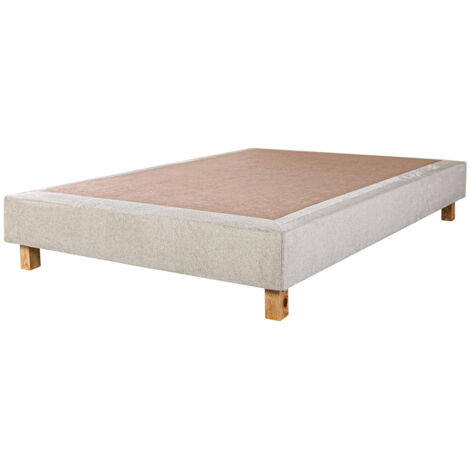Sommier à lattes avec pieds JOLY, tapissier en bois massif coloris beige -  largeur 160 x longueur 200 cm