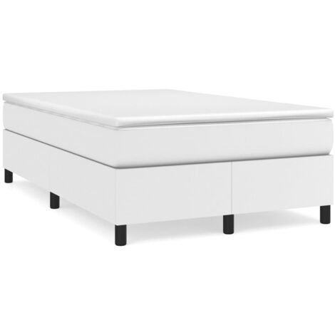 Sommier à lattes de lit avec matelas blanc 120x190 similicuir