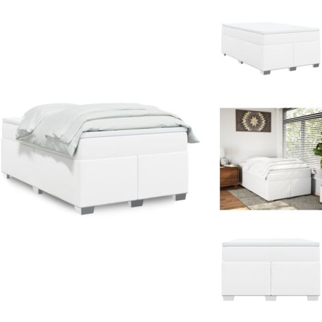 Sommier à lattes de lit avec matelas blanc 120x190cm similicuir - Sommier À Lattes De Lit - Sommiers À Lattes De Lit - Lit - Meuble De Chambre À Coucher