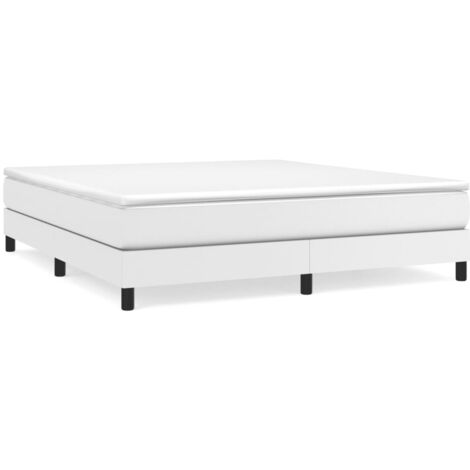 Sommier à lattes de lit avec matelas Blanc 160x200 Similicuir