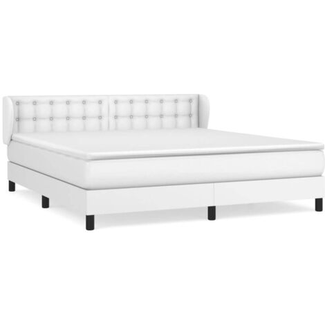 Sommier à lattes de lit avec matelas Blanc 160x200 Similicuir
