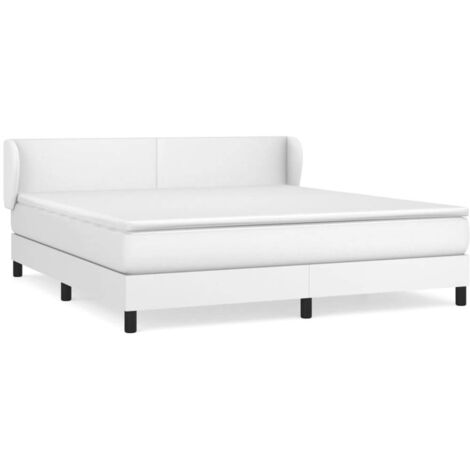 Sommier à lattes de lit avec matelas Blanc 160x200 Similicuir