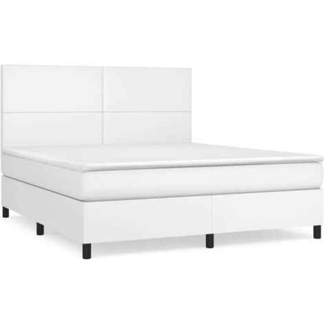 Sommier à lattes de lit avec matelas Blanc 160x200 Similicuir