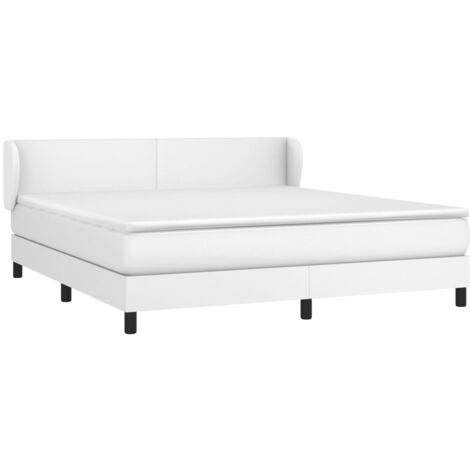 Sommier à lattes de lit avec matelas Blanc 180x200 Similicuir