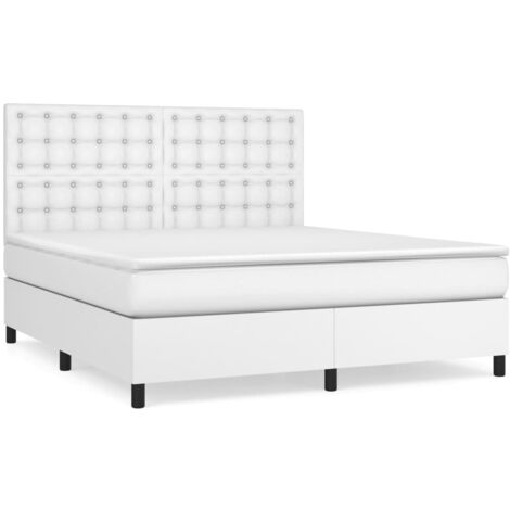 Sommier à lattes de lit avec matelas Blanc 180x200 Similicuir