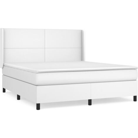 Sommier à lattes de lit avec matelas Blanc 180x200 Similicuir