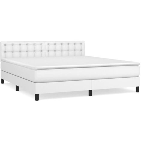 Sommier à lattes de lit avec matelas Blanc 180x200 Similicuir