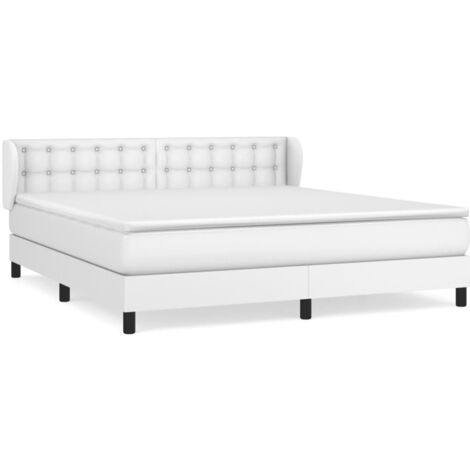 Sommier à lattes de lit avec matelas Blanc 180x200 Similicuir