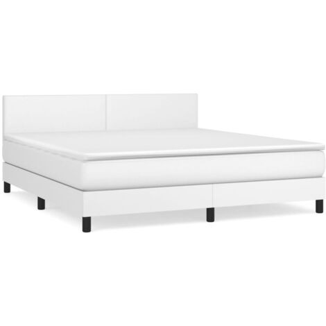 Sommier à lattes de lit avec matelas Blanc 180x200 Similicuir