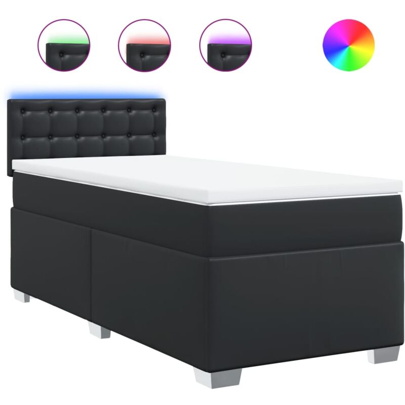 Vidaxl - Sommier à lattes de lit avec matelas Noir 100x200 cm Similicuir