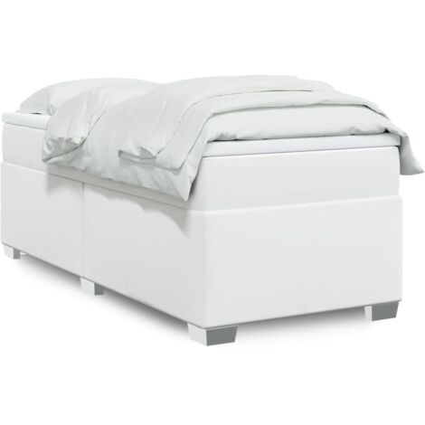 Sommier à lattes de lit avec matelas Blanc 80x200 cm Similicuir vidaXL