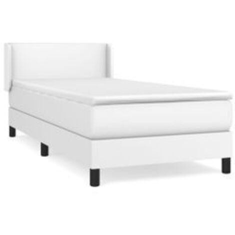 Sommier à lattes de lit avec matelas Blanc 80x200 Similicuir