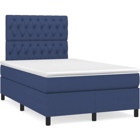 Sommier à lattes de lit avec matelas bleu 120x190 tissu
