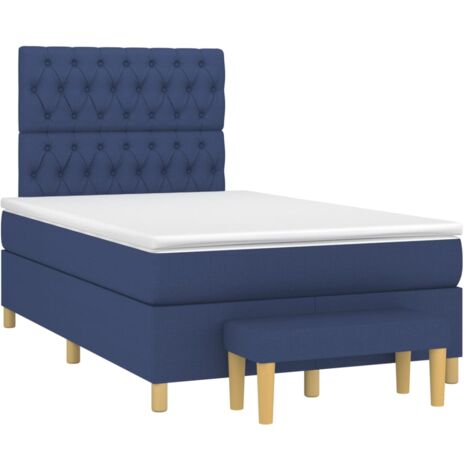 Sommier à lattes de lit avec matelas bleu 120x190 tissu