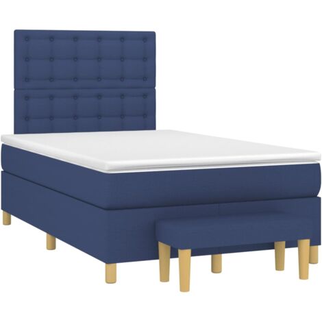 Sommier à lattes de lit avec matelas bleu 120x190 tissu